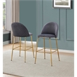 Best Quality Furniture Set of 2 Dark Gray Velvet Quilted Back Bar Stools