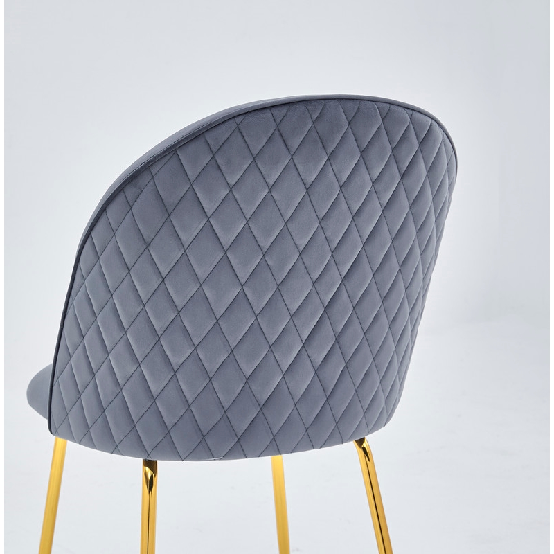 Best Quality Furniture Set of 2 Dark Gray Velvet Quilted Back Bar Stools