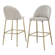 Best Quality Furniture Set of 2 Cream Velvet Quilted Back Bar Stools