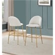 Best Quality Furniture Set of 2 White Faux Leather Quilted Back Bar Stools