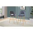 Best Quality Furniture Set of 2 Barstools with Dark Gray Velvet and Gold Chrome