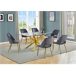 Best Quality Furniture Clear Glass Dining Set w Dark Gray Velvet Chairs