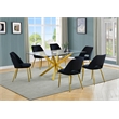 Best Quality Furniture Clear Glass Dining Set w Black Velvet Chairs