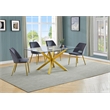 Best Quality Furniture Clear Glass Dining Set w Dark Gray Velvet Chairs