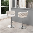 Best Quality Furniture Set of 2 Cream Velvet Upholstered Barstools