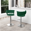 Best Quality Furniture Set of 2 Emerald Green Velvet Upholstered Barstools
