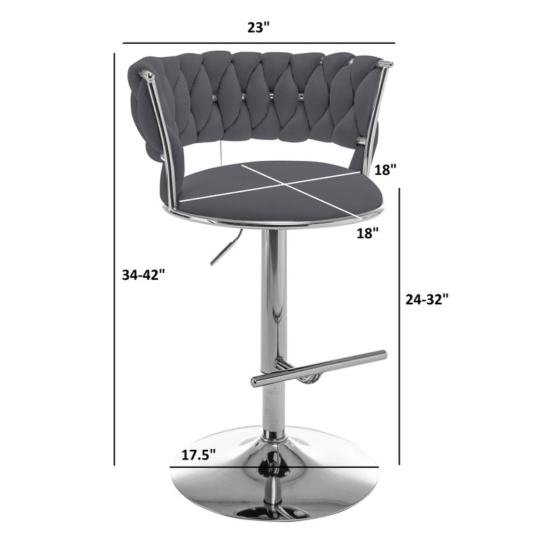 Best Quality Furniture Set of 2 Emerald Green Velvet Upholstered Barstools