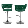 Best Quality Furniture Set of 2 Emerald Green Velvet Upholstered Barstools