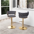 Best Quality Furniture Set of 2 Dark Gray Velvet Upholstered Barstools