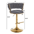 Best Quality Furniture Set of 2 Dark Gray Velvet Upholstered Barstools