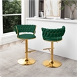 Best Quality Furniture Set of 2 Emerald Green Velvet Upholstered Barstools