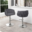 Best Quality Furniture Set of 2 Dark Gray Velvet Upholstered Barstools