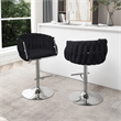 Best Quality Furniture Set of 2 Black Velvet Upholstered Barstools