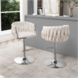 Best Quality Furniture Set of 2 Cream Velvet Upholstered Barstools