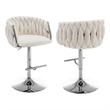 Best Quality Furniture Set of 2 Cream Velvet Upholstered Barstools