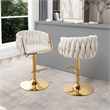 Best Quality Furniture Set of 2 Cream Velvet Upholstered Barstools