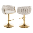 Best Quality Furniture Set of 2 Cream Velvet Upholstered Barstools