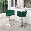 Best Quality Furniture Set of 2 Emerald Green Velvet Upholstered Barstools