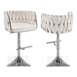 Best Quality Furniture Set of 2 White Faux Leather Upholstered Barstools