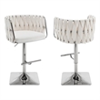 Best Quality Furniture Set of 2 Cream Velvet Upholstered Barstools