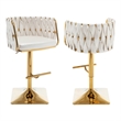 Best Quality Furniture Set of 2 White Faux Leather Upholstered Barstools