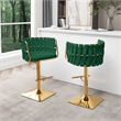 Best Quality Furniture Set of 2 Emerald Green Velvet Upholstered Barstools