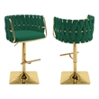 Best Quality Furniture Set of 2 Emerald Green Velvet Upholstered Barstools
