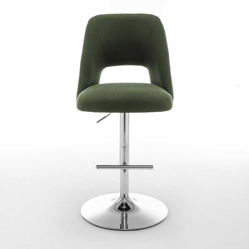 Best Quality Furniture Set of 2 Green Boucle Fabric Barstools