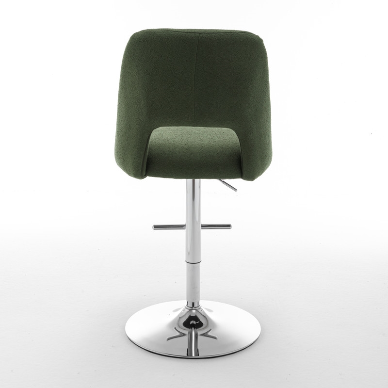 Best Quality Furniture Set of 2 Green Boucle Fabric Barstools