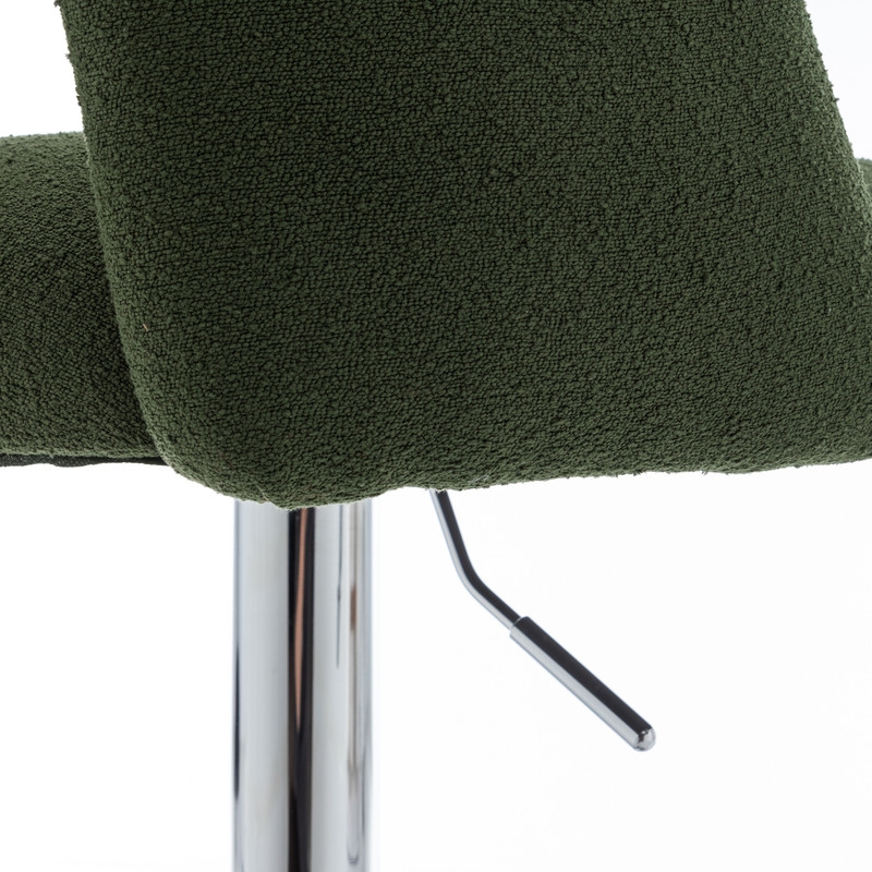 Best Quality Furniture Set of 2 Green Boucle Fabric Barstools