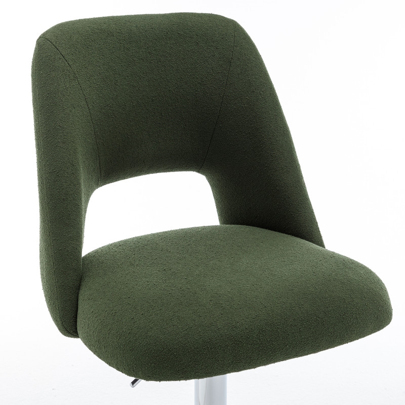 Best Quality Furniture Set of 2 Green Boucle Fabric Barstools