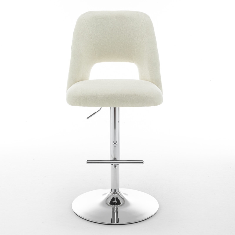 Best Quality Furniture Set of 2 Beige Boucle Fabric Barstools