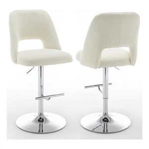 Best Quality Furniture Set of 2 Beige Boucle Fabric Barstools