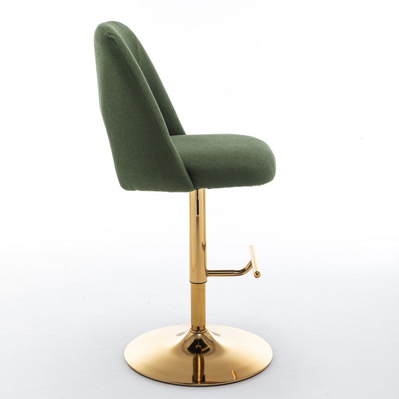 Best Quality Furniture Set of 2 Green Boucle Fabric Barstools