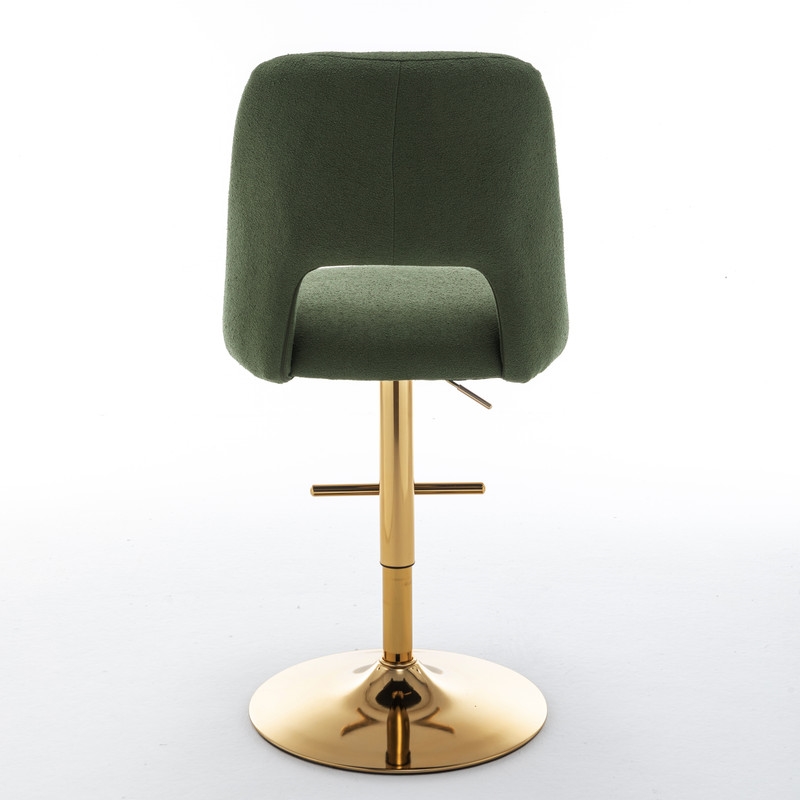 Best Quality Furniture Set of 2 Green Boucle Fabric Barstools