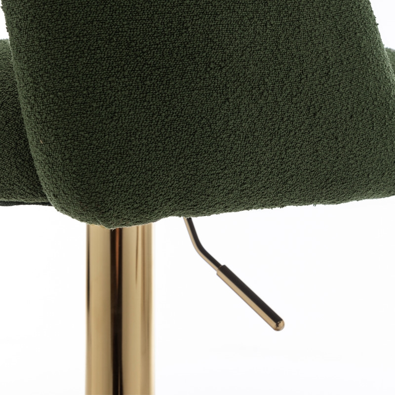 Best Quality Furniture Set of 2 Green Boucle Fabric Barstools