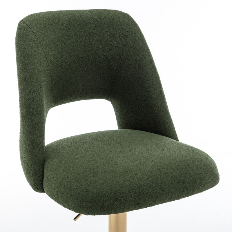 Best Quality Furniture Set of 2 Green Boucle Fabric Barstools