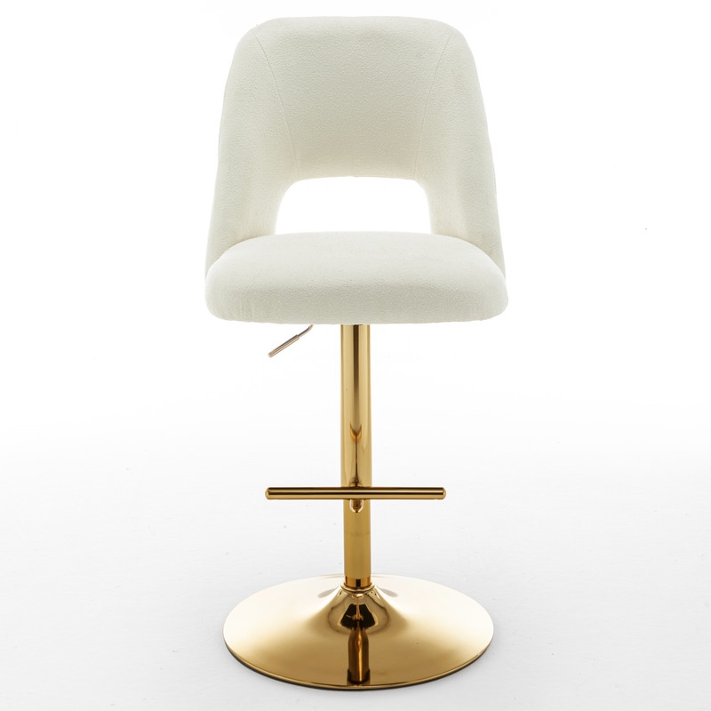 Best Quality Furniture Set of 2 Beige Boucle Fabric Barstools