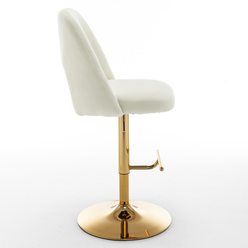 Best Quality Furniture Set of 2 Beige Boucle Fabric Barstools