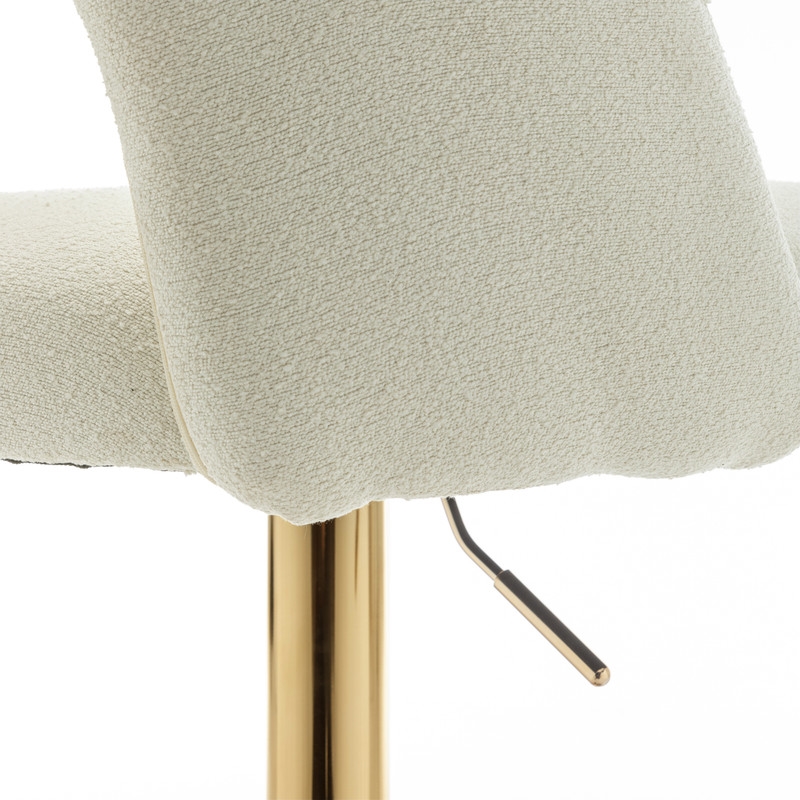 Best Quality Furniture Set of 2 Beige Boucle Fabric Barstools