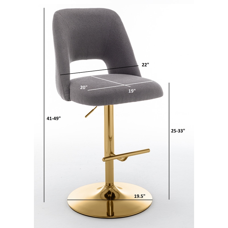 Best Quality Furniture Set of 2 Beige Boucle Fabric Barstools