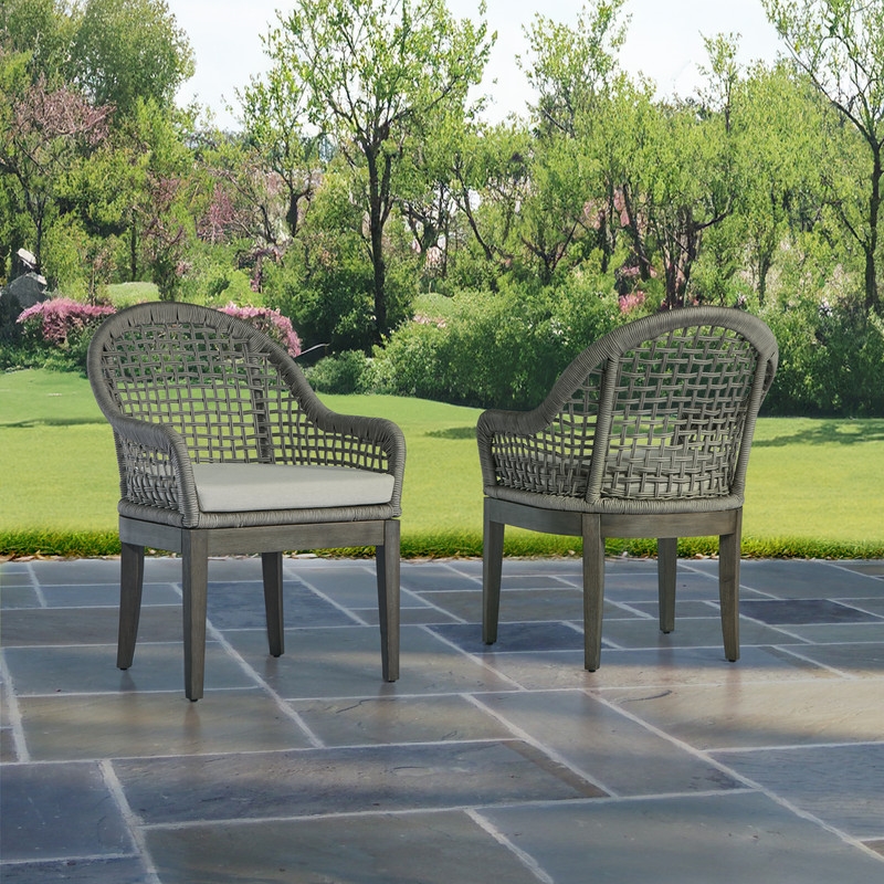 Best Quality Furniture Set of 2 Patio Chairs in Rustic Gray Acacia Wood