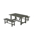 Best Quality Furniture 3pc Rustic Gray Acacia Wood Patio Set with Bench