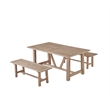 Best Quality Furniture 3pc Rustic Light Oak Acacia Wood Patio Set with Bench