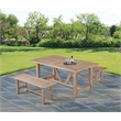 Best Quality Furniture 3pc Rustic Light Oak Acacia Wood Patio Set with Bench