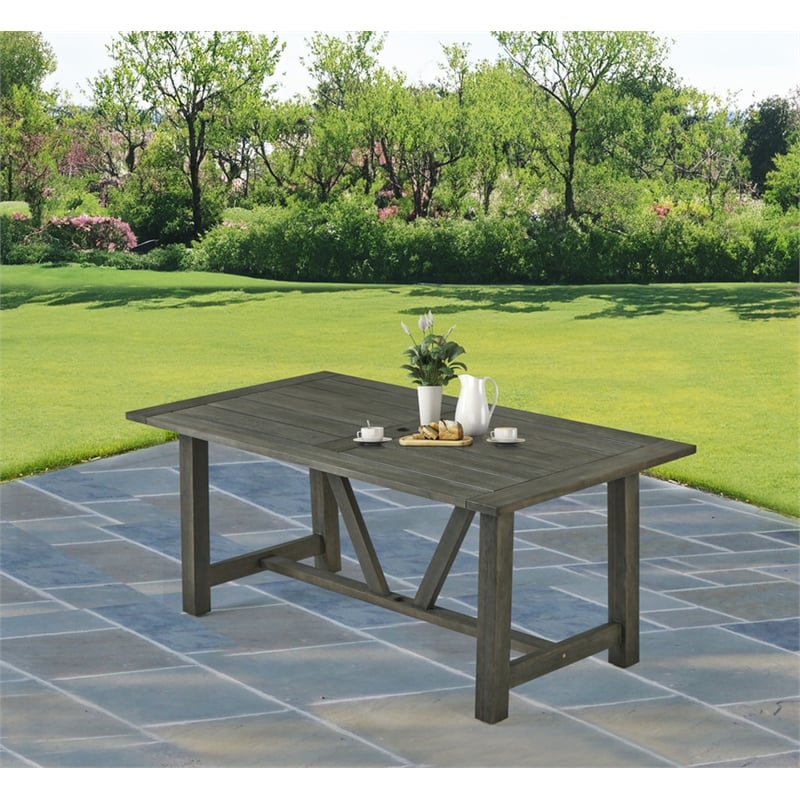 Best Quality Furniture Patio Dining Table in Rustic Gray Acacia Wood