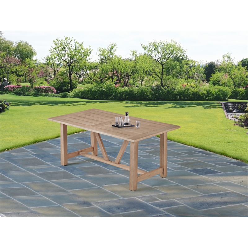 Best Quality Furniture Patio Dining Table in Rustic Light Oak Acacia Wood