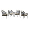 Best Quality Furniture Set of 4 Patio Chairs in Gray Steel Metal with Pillows