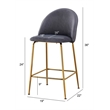 Best Quality Furniture Set of 2 Counterheight Chairs in Dark Gray Velvet