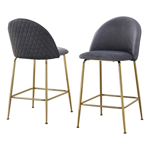 Best Quality Furniture Set of 2 Counterheight Chairs in Dark Gray Velvet